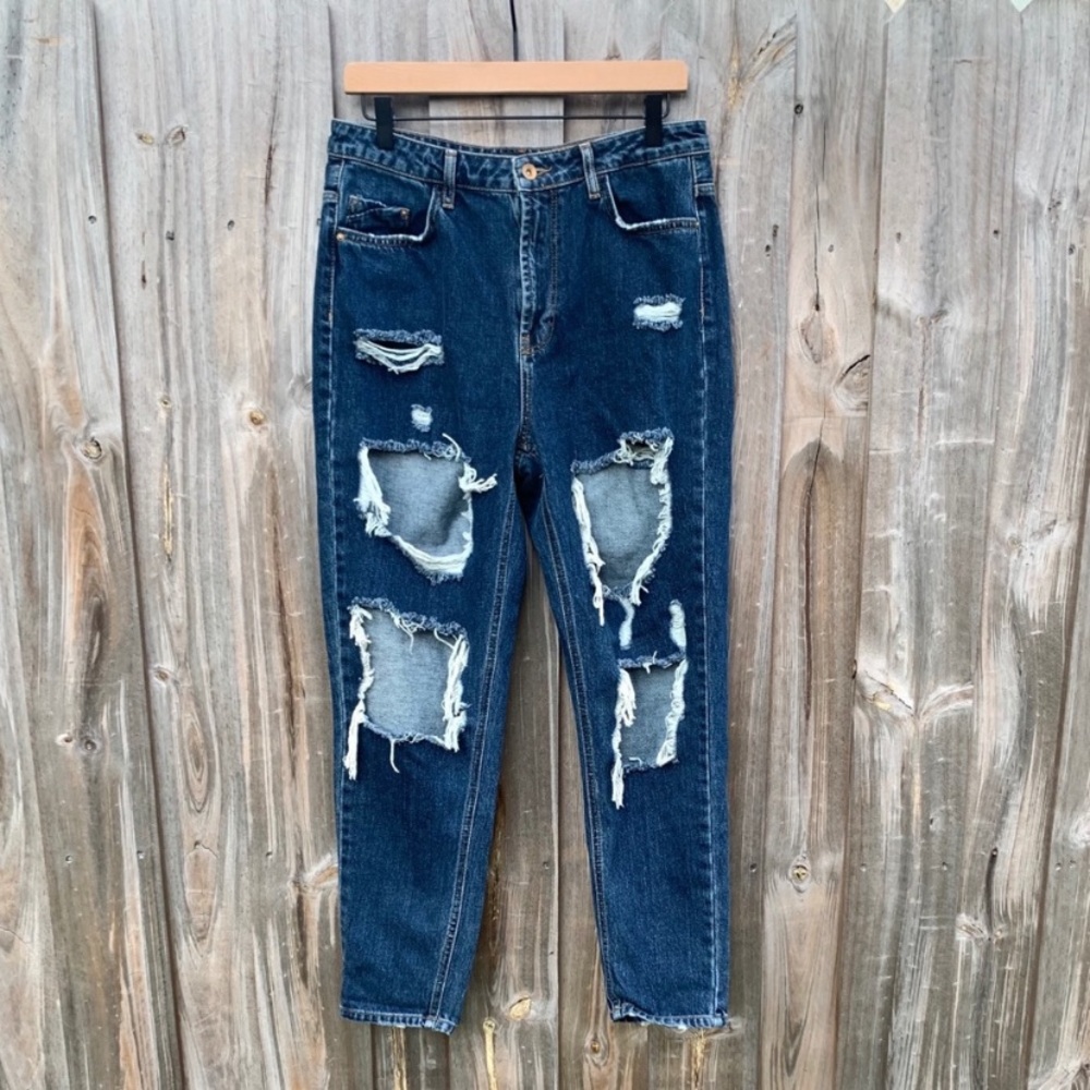 Zara Blue All Ripped Jeans